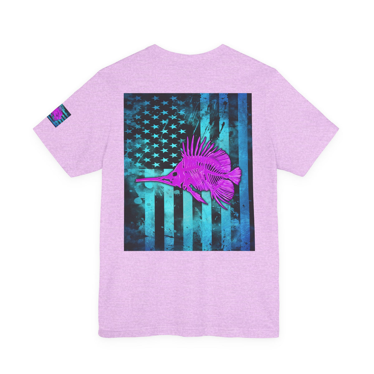 Pink Angler Grunge American Flag Tee, Patriotic USA Shirt, Vintage American Flag