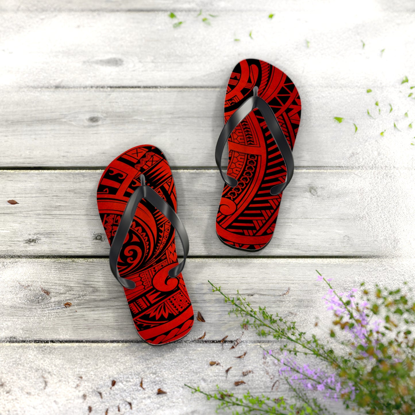 Polynesian Tribal Flip Flops, Summer Footwear, Vacation Sandals, Beach Accessories, Boho Flip Flops