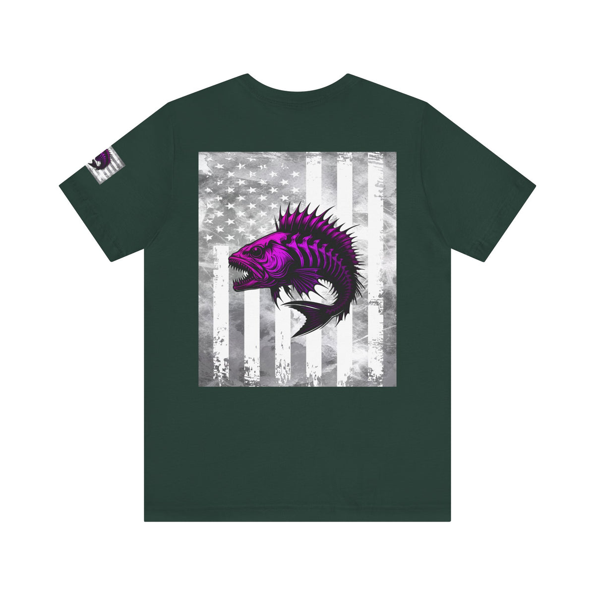 Fish Grunge American Flag Tee, Patriotic USA Shirt, Vintage American Flag