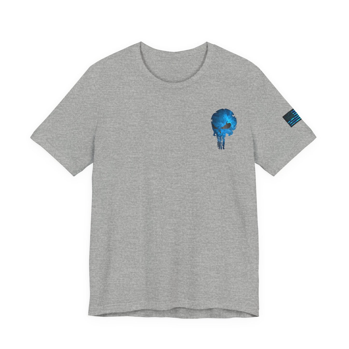 Blue Grunge Punisher Skull – Neon Grunge Vigilante Graphic for Shirts, Decals & Prints