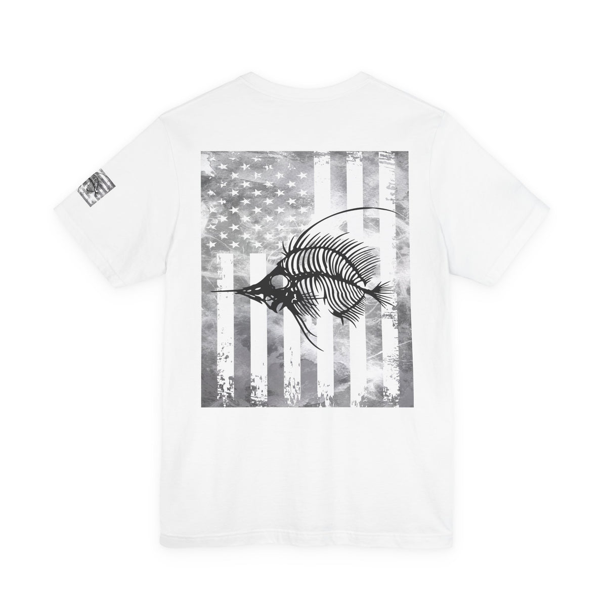 SwordFish Skeleton Grunge American Flag Tee, Patriotic USA Shirt, Vintage American Flag