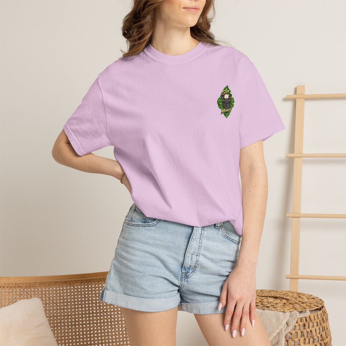 Get Money Skull Graphic Tee – Green Flame Dollar Sign Hustle Streetwear Shirt