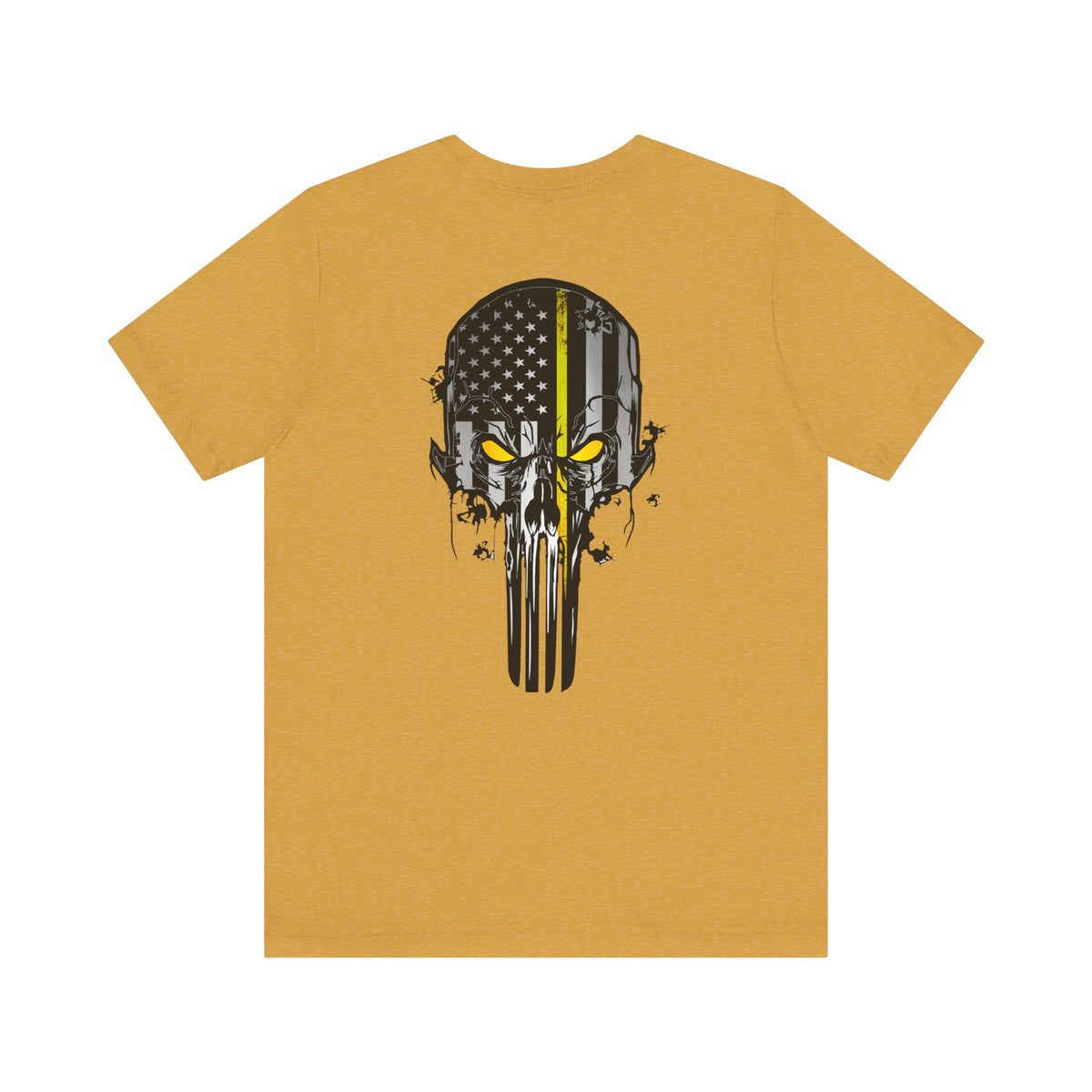 Thin Yellow Line American Flag Skull Tee