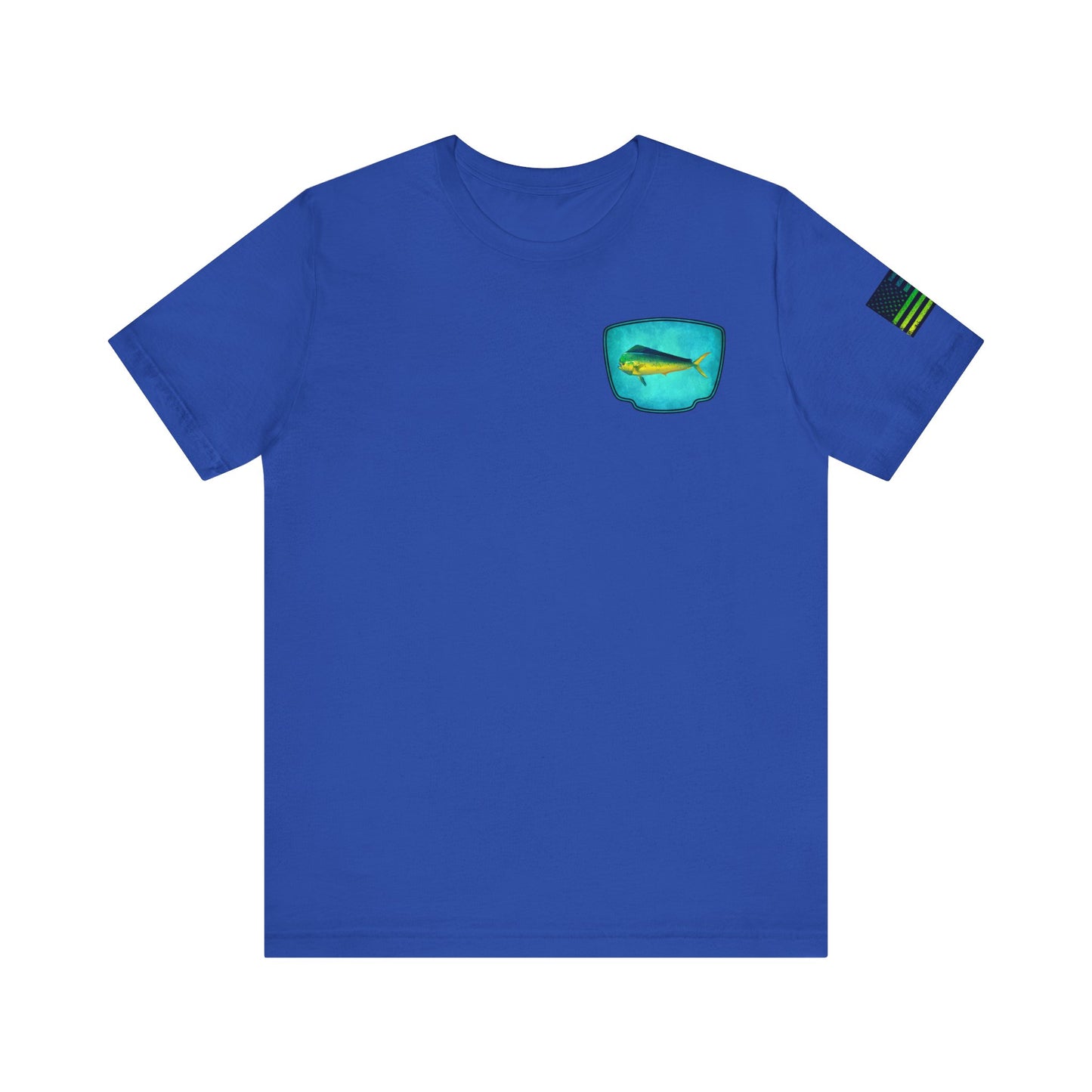Vibrant Mahi Mahi Badge Tee – Ocean-Inspired Saltwater Fishing Shirt for Men