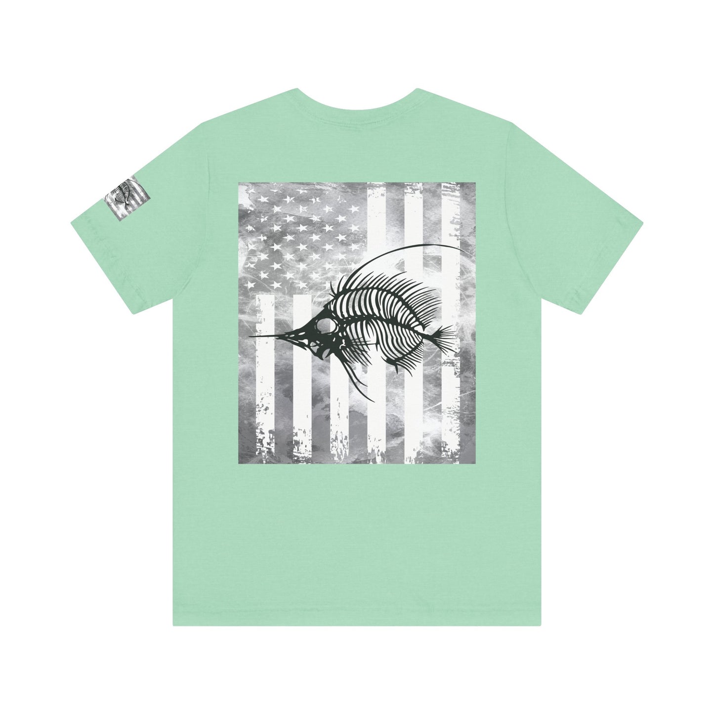SwordFish Skeleton Grunge American Flag Tee, Patriotic USA Shirt, Vintage American Flag