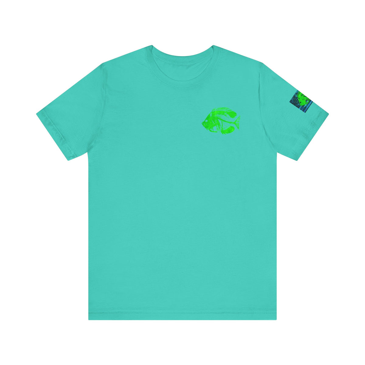 Green Pearch Angler Grunge American Flag Tee, Patriotic USA Shirt, Vintage American Flag
