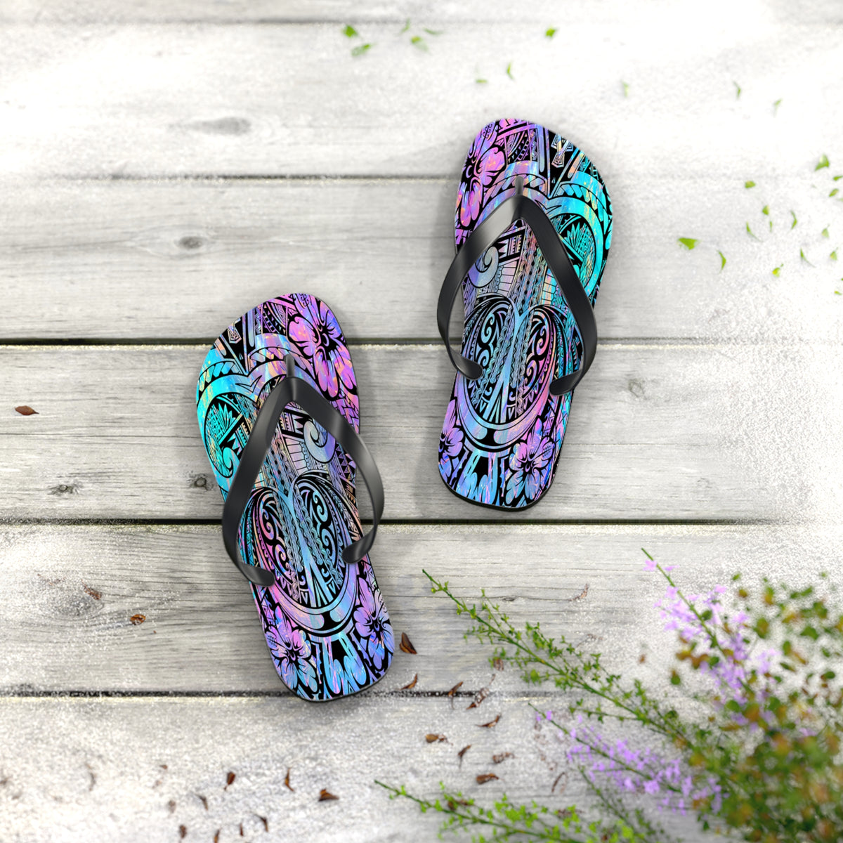 Polynesian Dream Flip Flops | Summer Beach Sandals, Vacation Footwear, Festival Style, Gift for Her