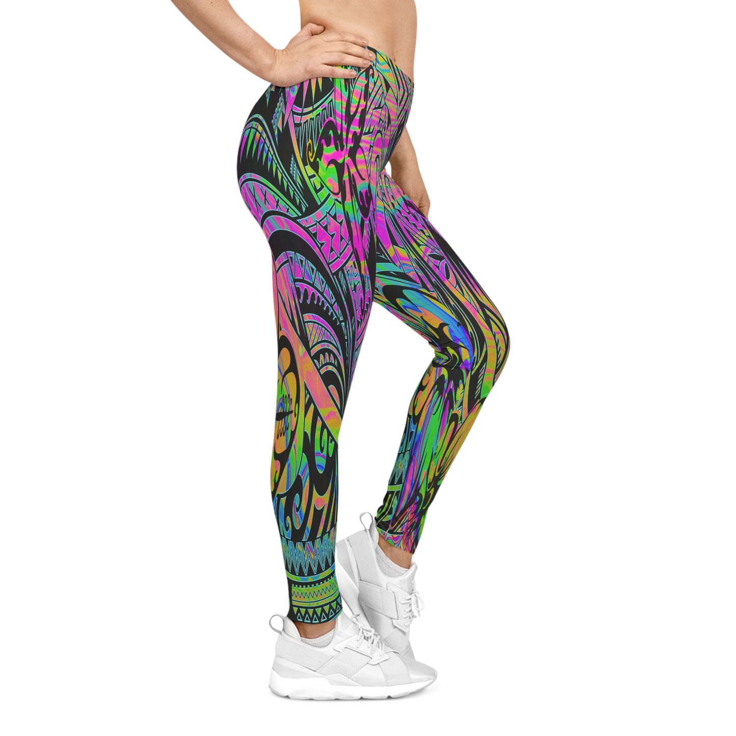 Psychedelic Tribal Print Leggings — Colorful All-Over-Print Women's Yoga Leggings