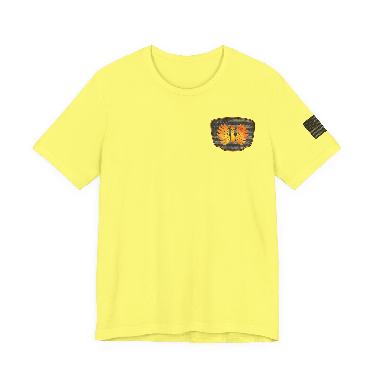 Duck Hunt Badge T-Shirt – Mossy Camo Print, Crossed Guns & Duck Skull Graphic