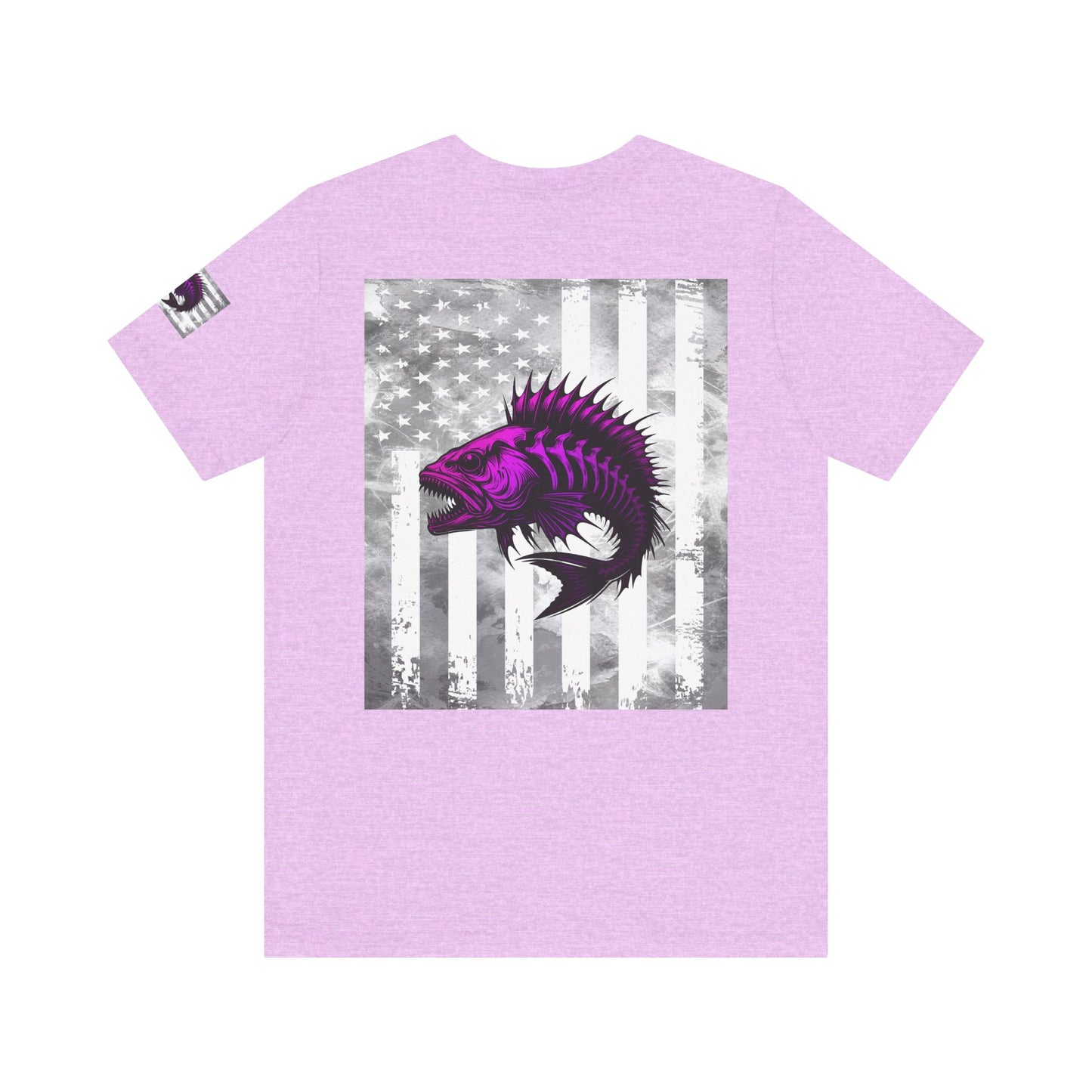 Fish Grunge American Flag Tee, Patriotic USA Shirt, Vintage American Flag
