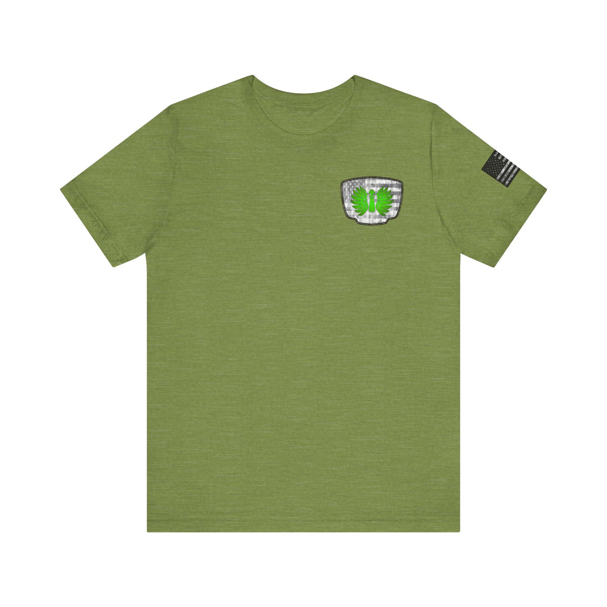 Duck Skull Hunting Badge T-Shirt – Mossy Camo Print, Crossed Guns & Duck Skull Graphic