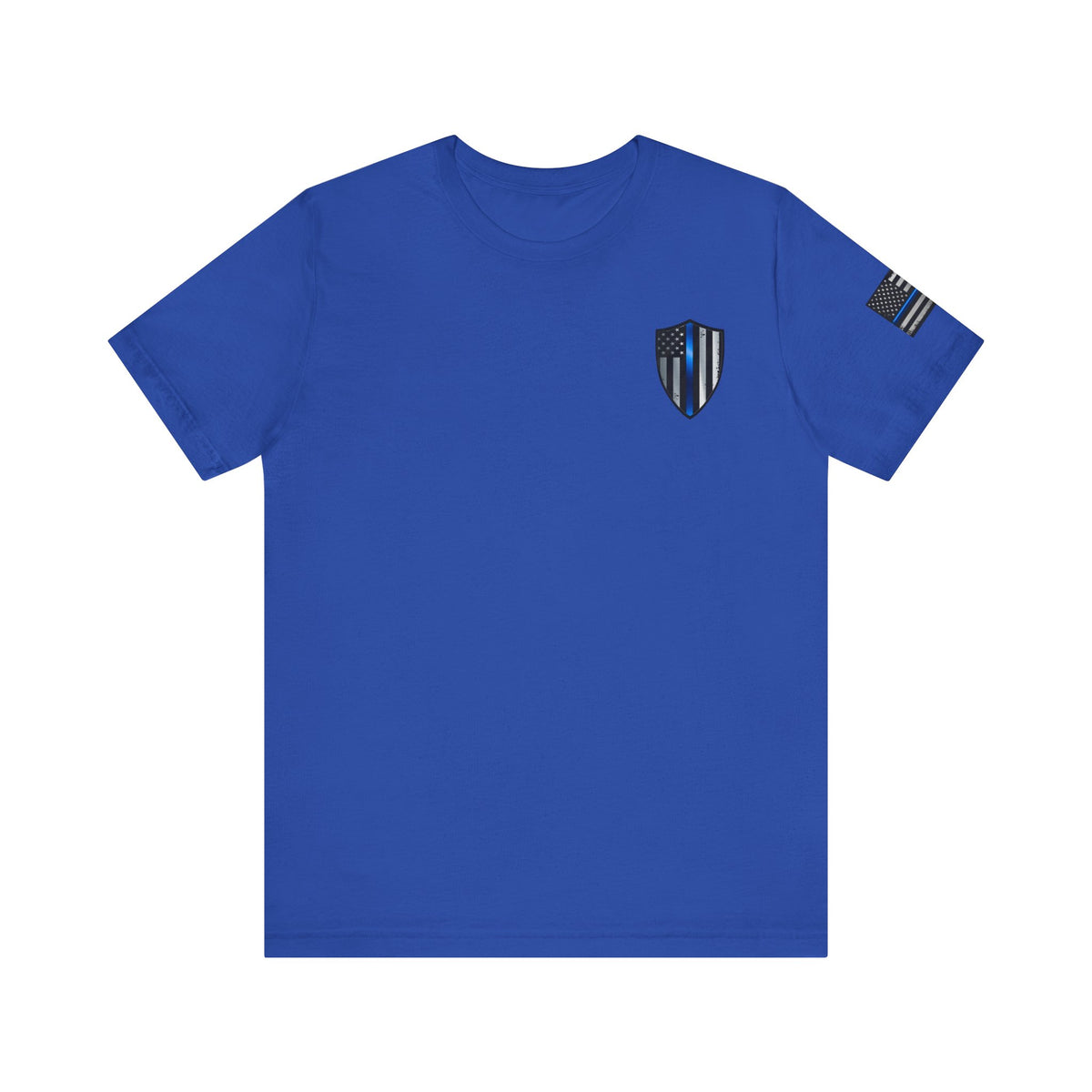 Grunge Spartan Helmet Thin Blue Line American Flag T-Shirt – Honor & Valor Police Tribute Tee