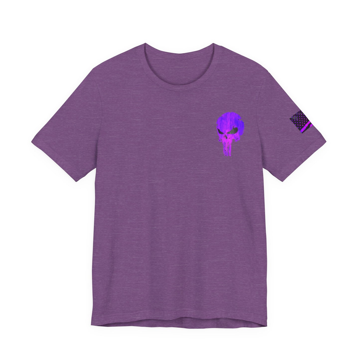 Purple Grunge Punisher Skull – Neon Grunge Vigilante Graphic for Shirts, Decals & Prints