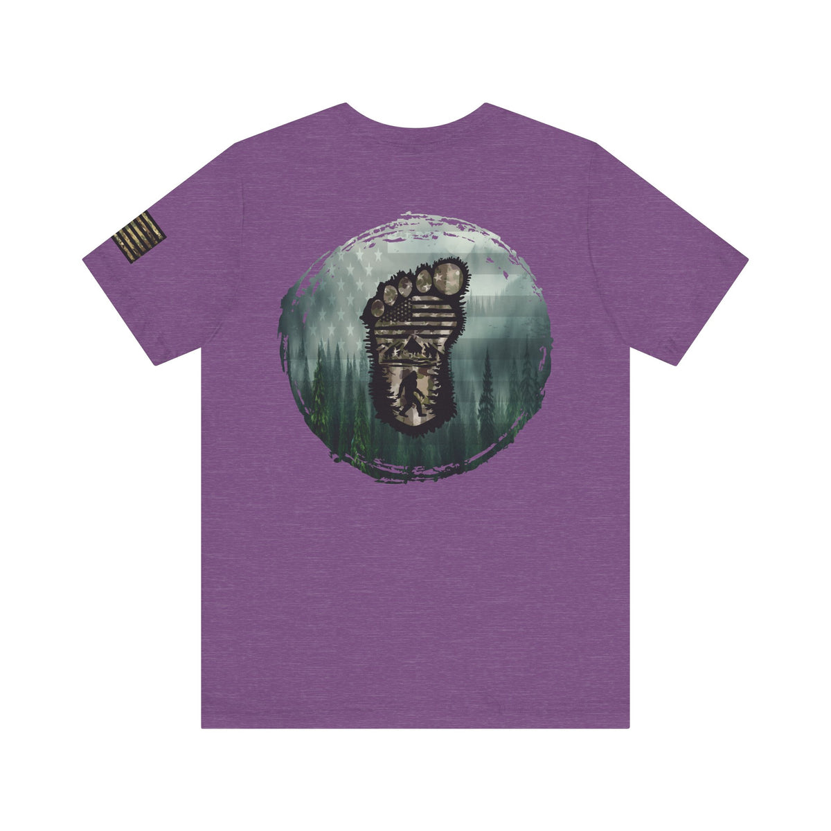 Bigfoot American Flag Camo Tee, Patriotic Sasquatch Shirt, USA Yetti Top, Men's Women's Unisex T-shirt, Cryptid Camouflage