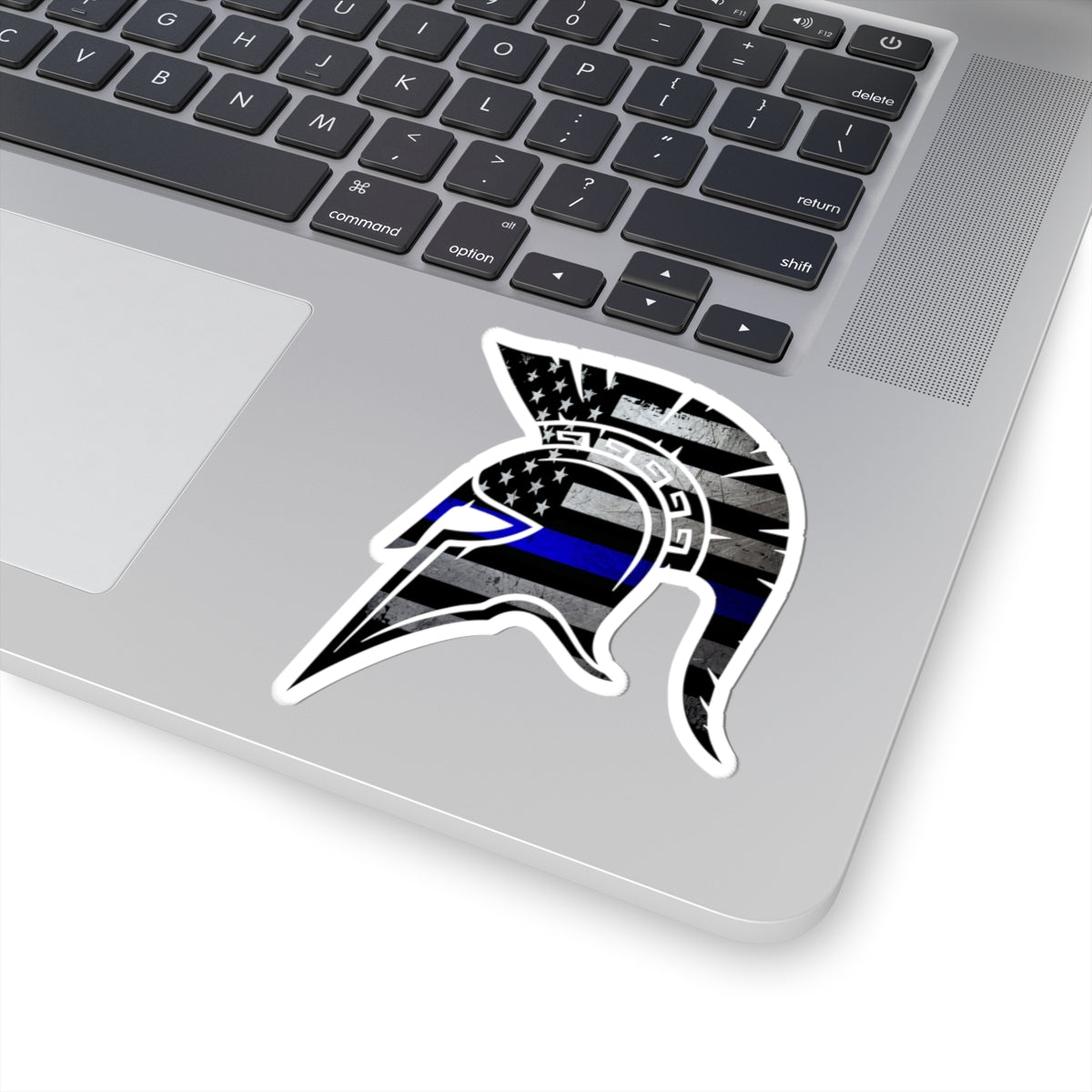 Spartan Warrior Helmet Thin Blue Line Police Support Sticker ArtKiss-Cut Stickers