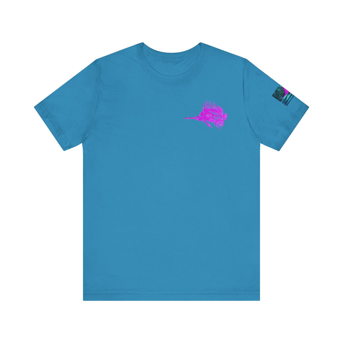 Pink Angler Grunge American Flag Tee, Patriotic USA Shirt, Vintage American Flag