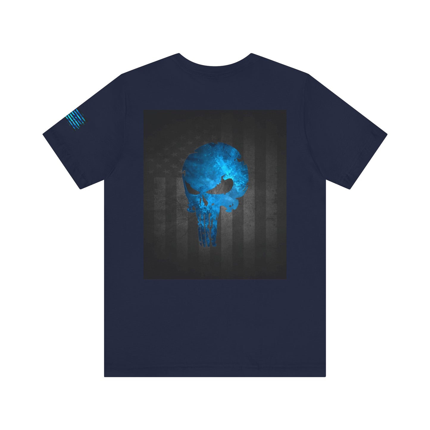 Blue Grunge Punisher Skull – Neon Grunge Vigilante Graphic for Shirts, Decals & Prints