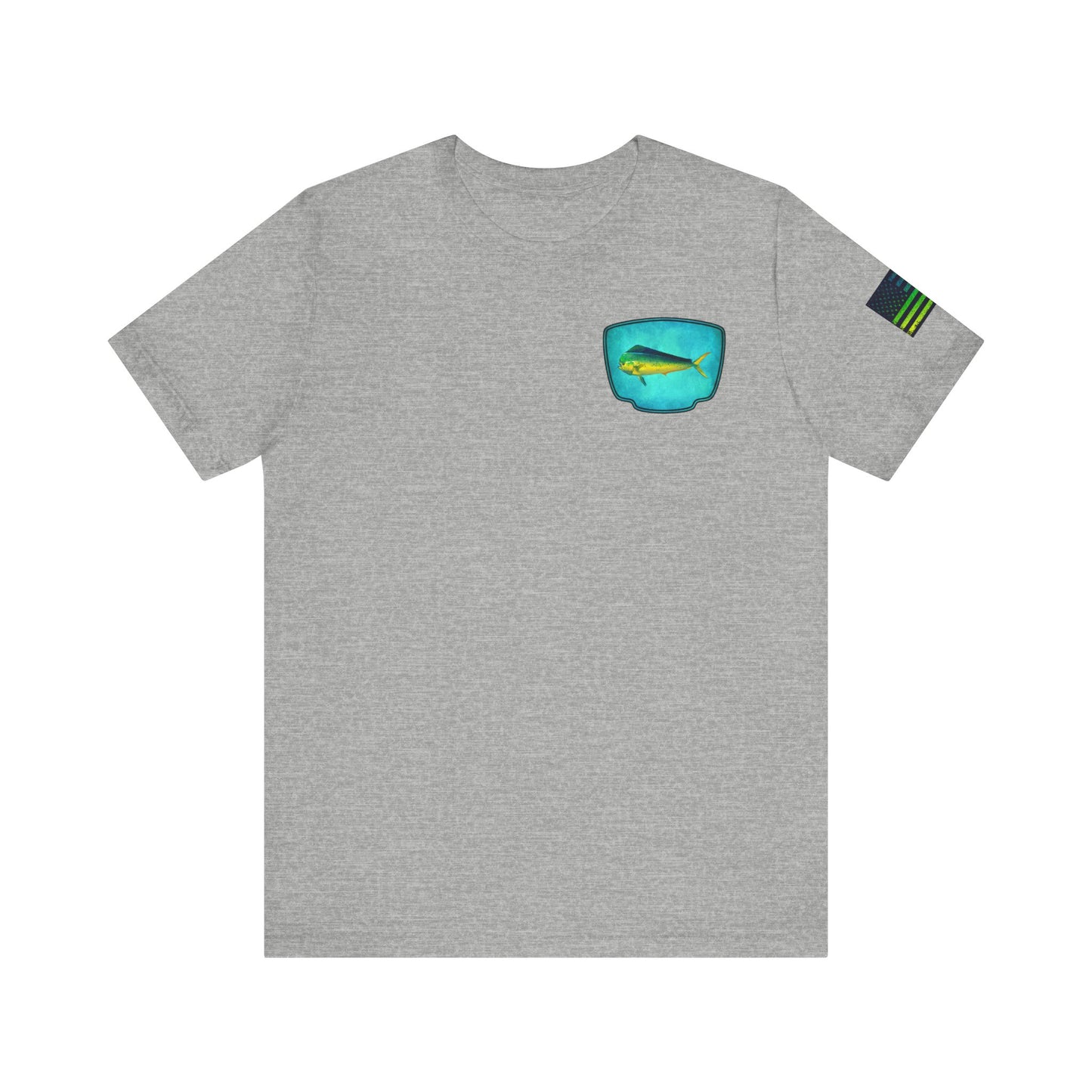Vibrant Mahi Mahi Badge Tee – Ocean-Inspired Saltwater Fishing Shirt for Men