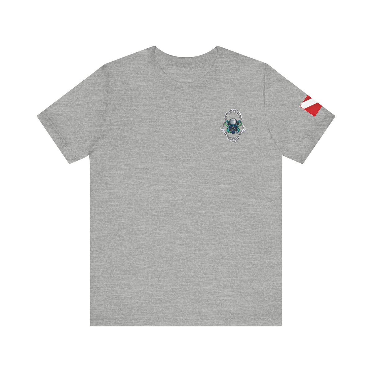 Scuba Skull Shark Graphic Tee, Dive Shirt, Beachwear, Summer Fashion, Gift for Ocean Lovers