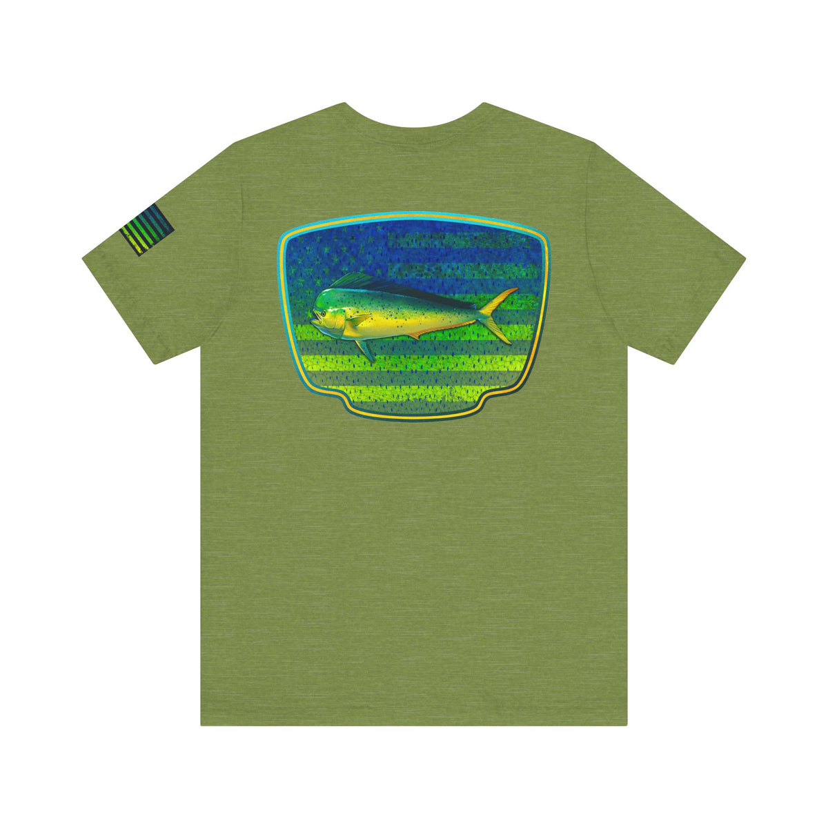 Patriotic Mahi Mahi Flag T-Shirt – Bold Saltwater Fishing Graphic Tee