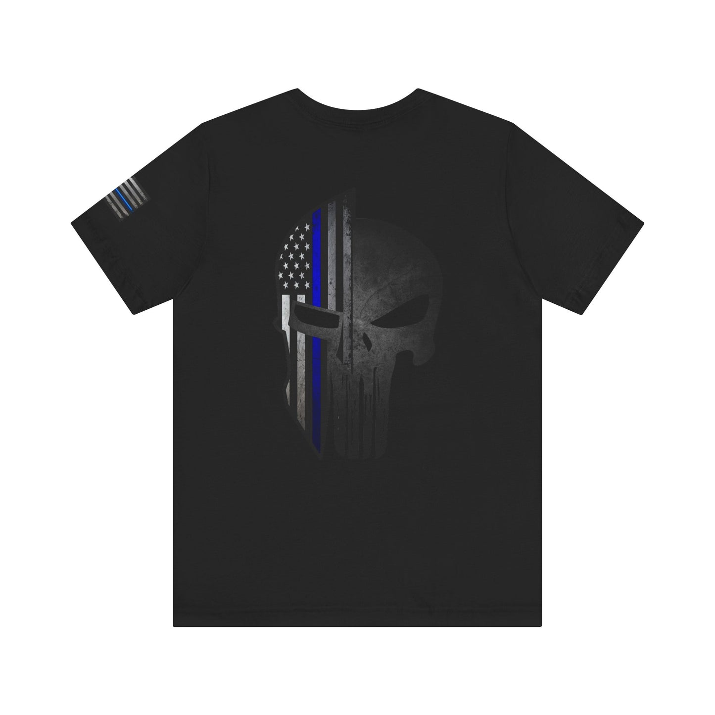 Grunge Stone Spartan Thin Blue Line American Flag T-Shirt – Honor & Valor Police Tribute Tee