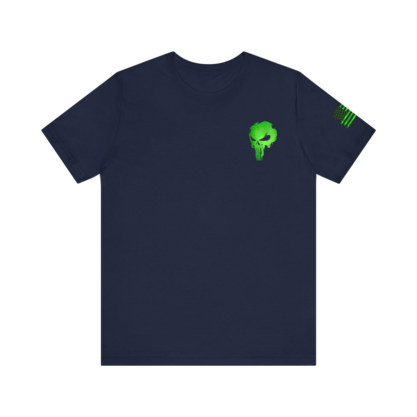 Green Punisher Skull with Hex Camo – Tactical Military Style Grunge Tee