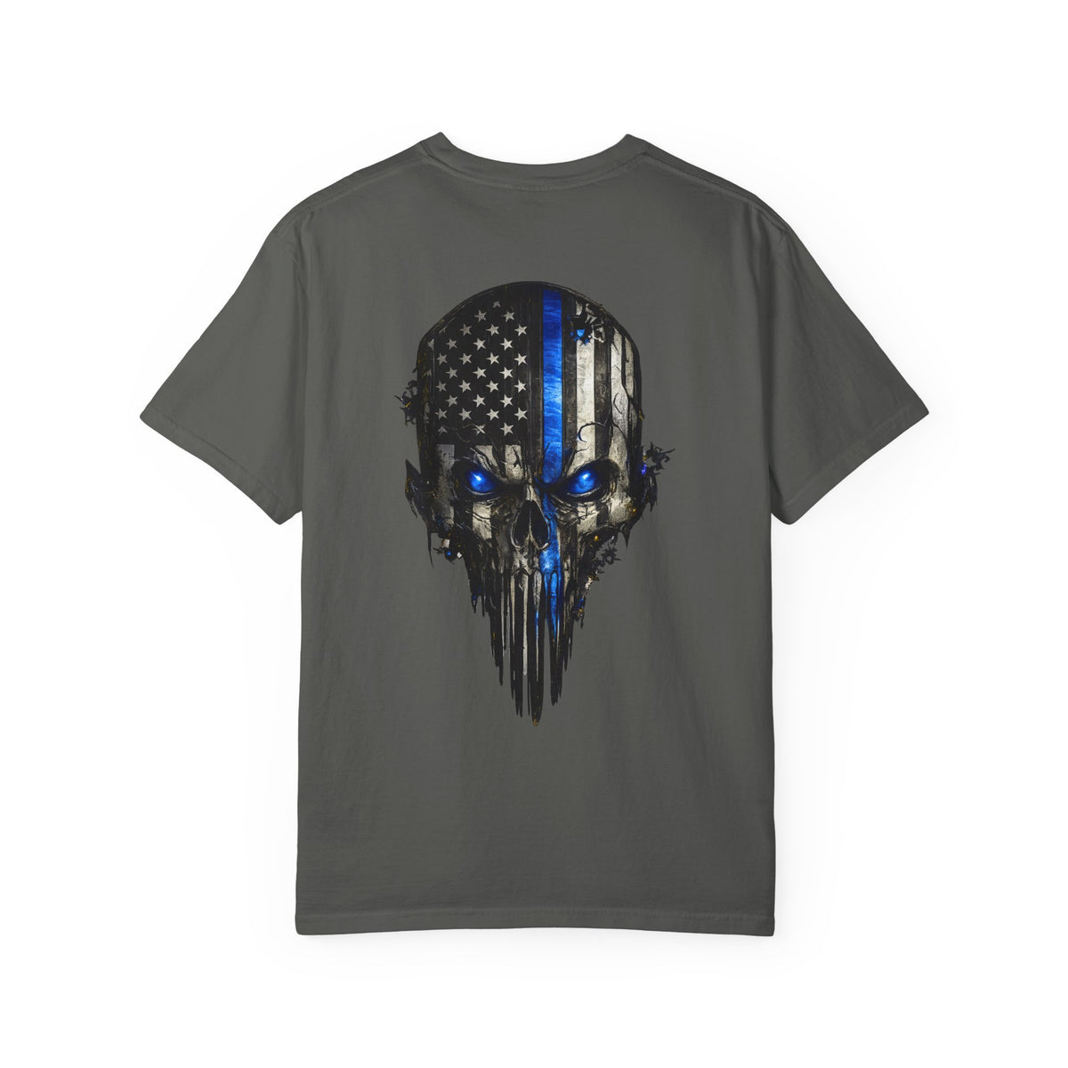 Thin Blue Line Skull T-Shirt — American Flag Police Support Tee