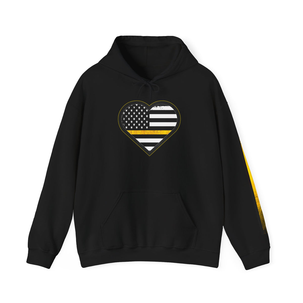 911 Dispatcher Thin Yellow Line American Flag Heart Hoodie, Dispatcher Hooded Sweatshirt, First Responder Gift, Patriotic
