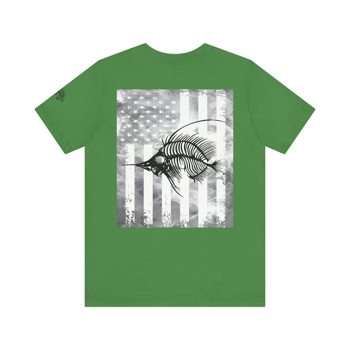 Fish Skeleton Grunge American Flag Tee, Patriotic USA Shirt, Vintage American Flag