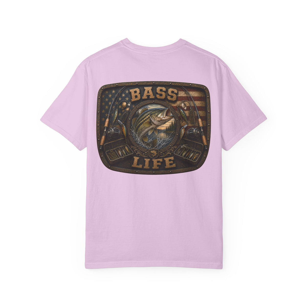 Bass Life T-Shirt — Retro American Flag Bass Fishing Tee