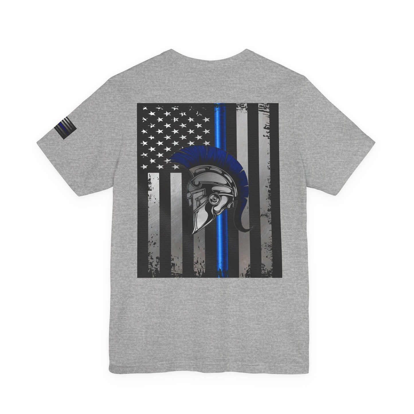 Spartan Thin Blue Line American Flag T-Shirt – Honor & Valor Police Tribute Tee
