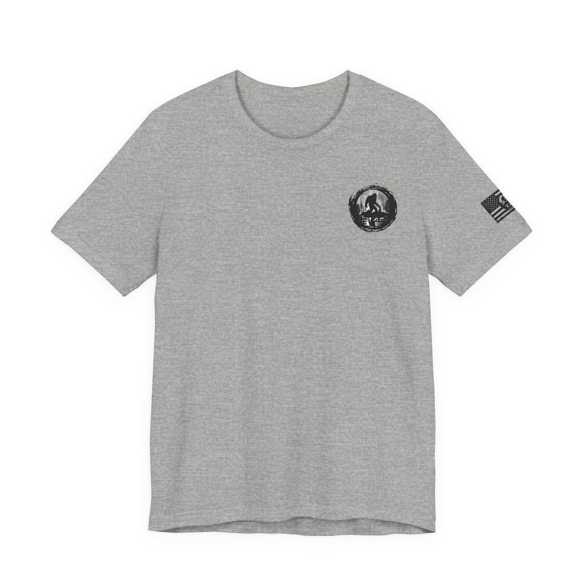 Bigfoot American Flag Adventure-Ready Unisex Tee, Perfect for Campouts, Gifts, Outdoor Wear