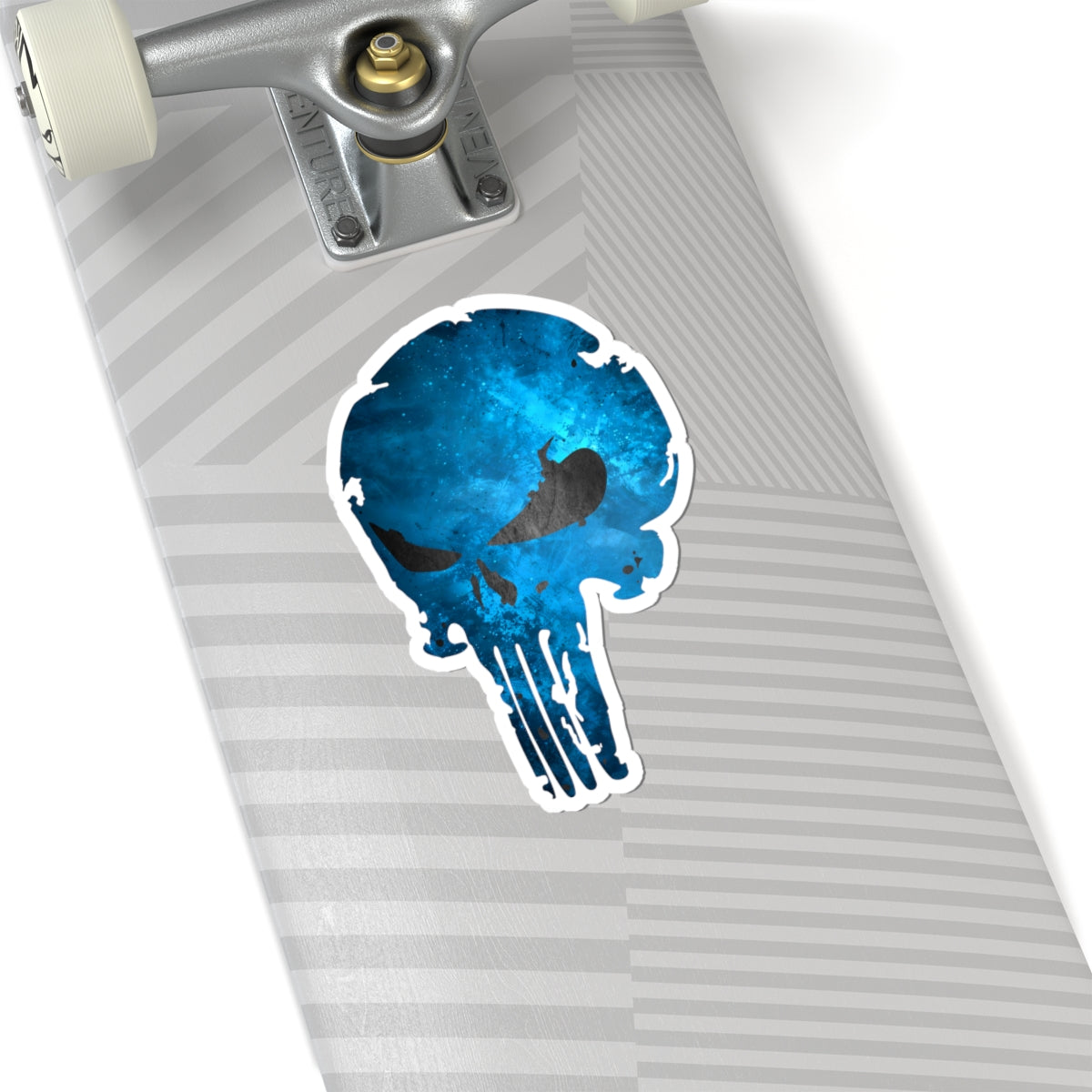Blue Distressed Skull Warrior Sticker – Bold Urban Graphic for Laptops, Water Bottles & More