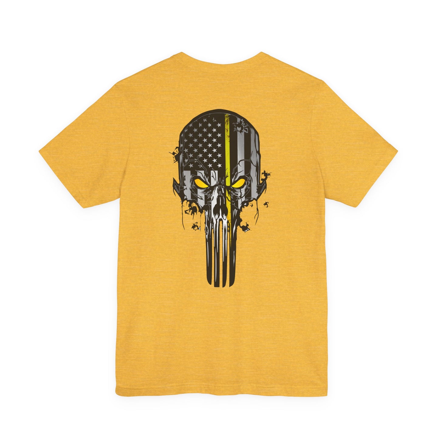 Thin Yellow Line American Flag Skull Tee