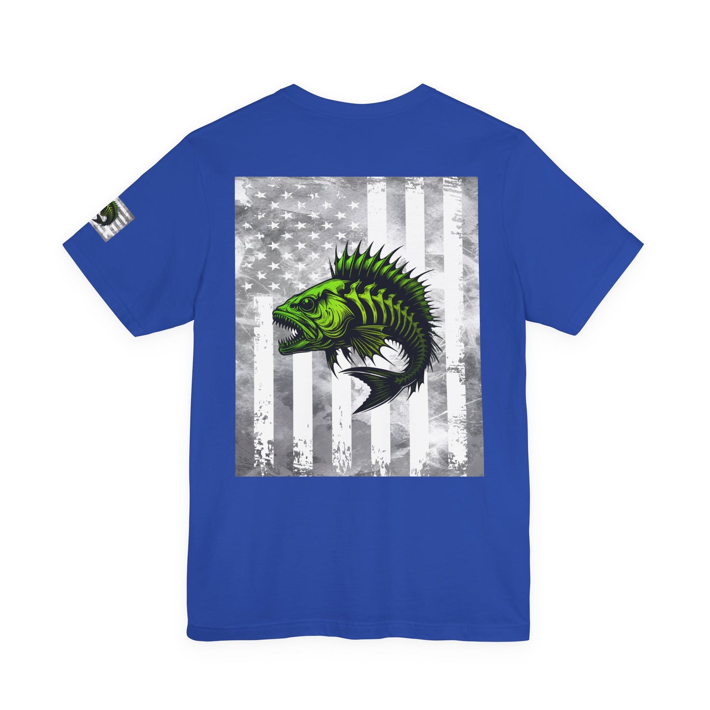 Angler Grunge American Flag Tee, Patriotic USA Shirt, Vintage American Flag