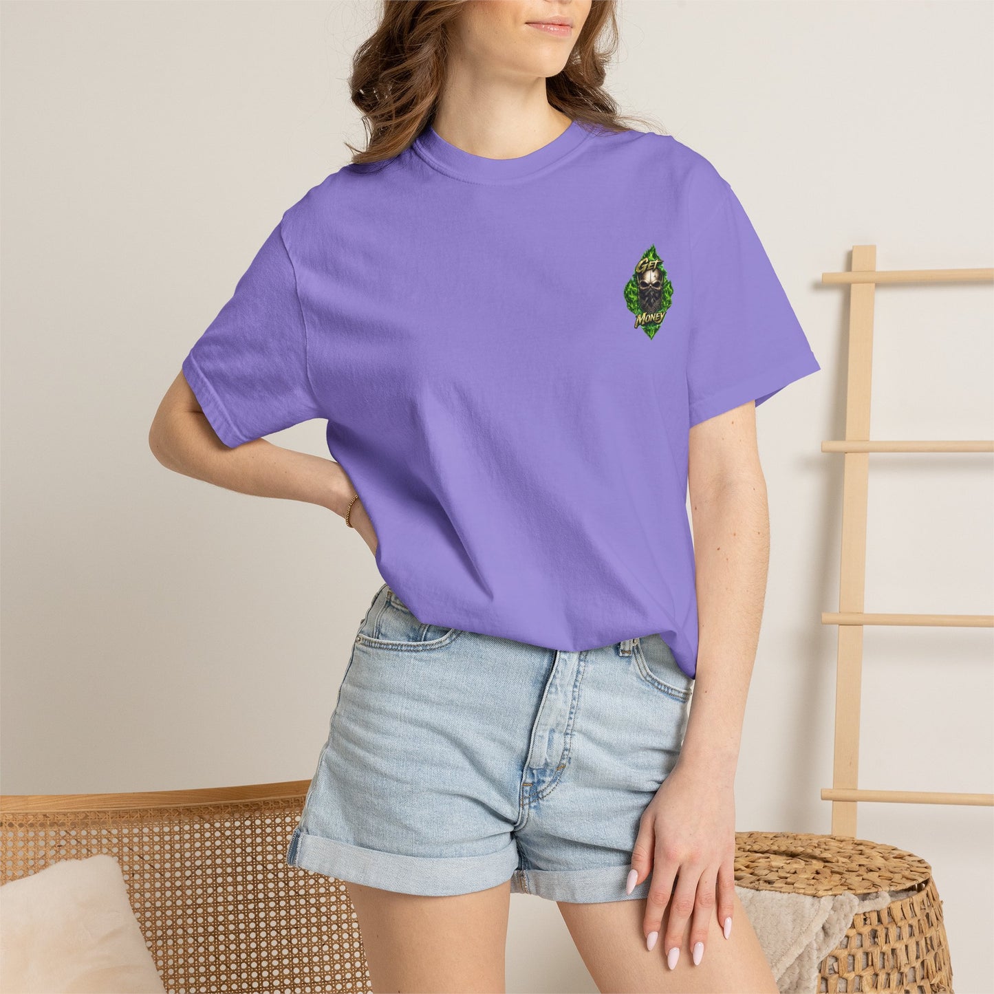 Get Money Skull Graphic Tee – Green Flame Dollar Sign Hustle Streetwear Shirt