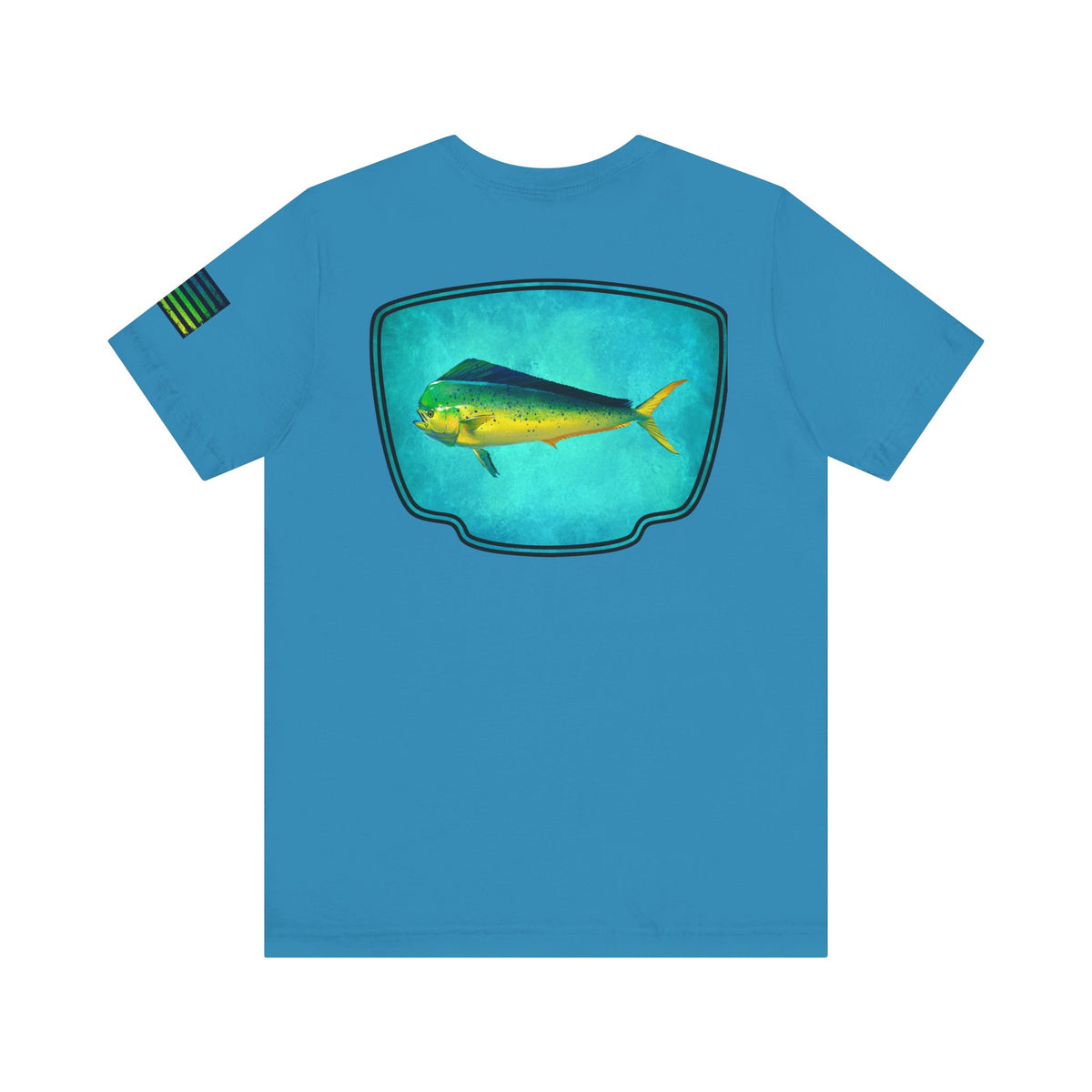 Vibrant Mahi Mahi Badge Tee – Ocean-Inspired Saltwater Fishing Shirt for Men