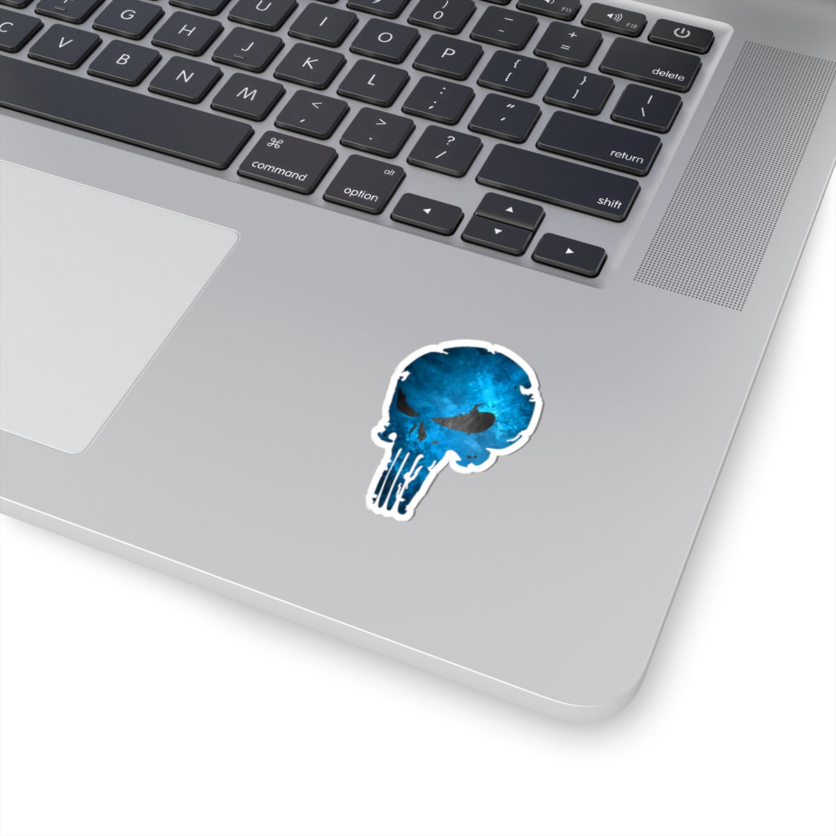 Blue Distressed Skull Warrior Sticker – Bold Urban Graphic for Laptops, Water Bottles & More