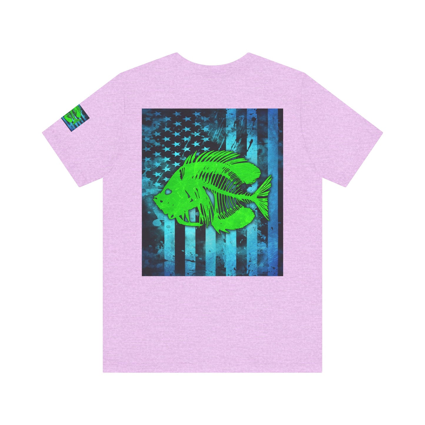 Green Pearch Angler Grunge American Flag Tee, Patriotic USA Shirt, Vintage American Flag