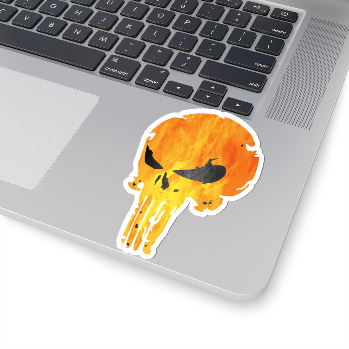 Distressed Fire Skull Warrior Sticker – Bold Urban Graphic for Laptops, Water Bottles & More