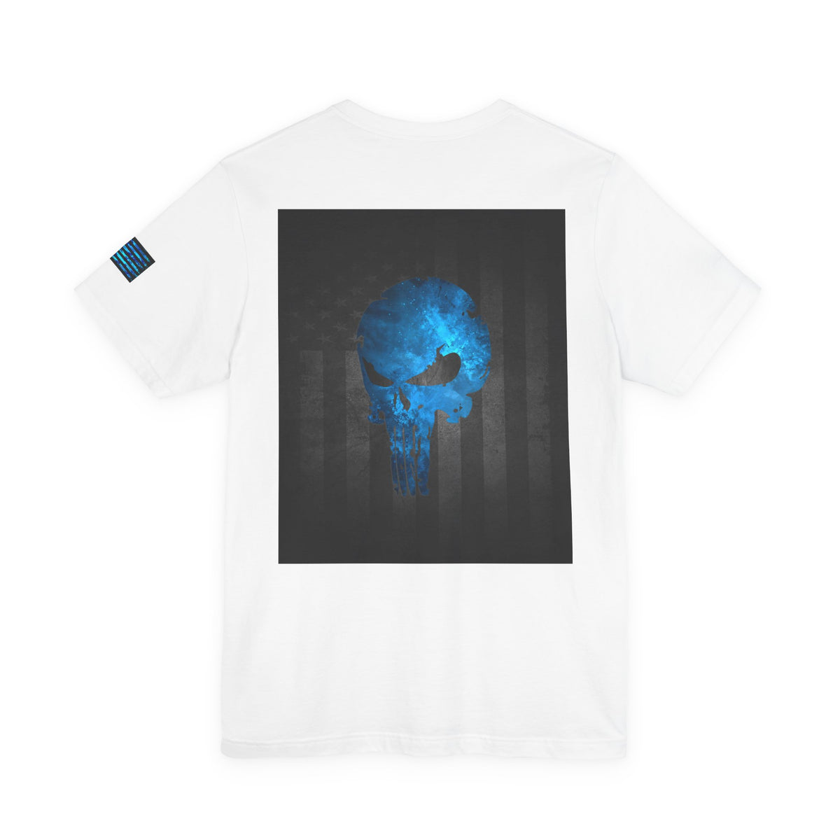 Blue Grunge Punisher Skull – Neon Grunge Vigilante Graphic for Shirts, Decals & Prints