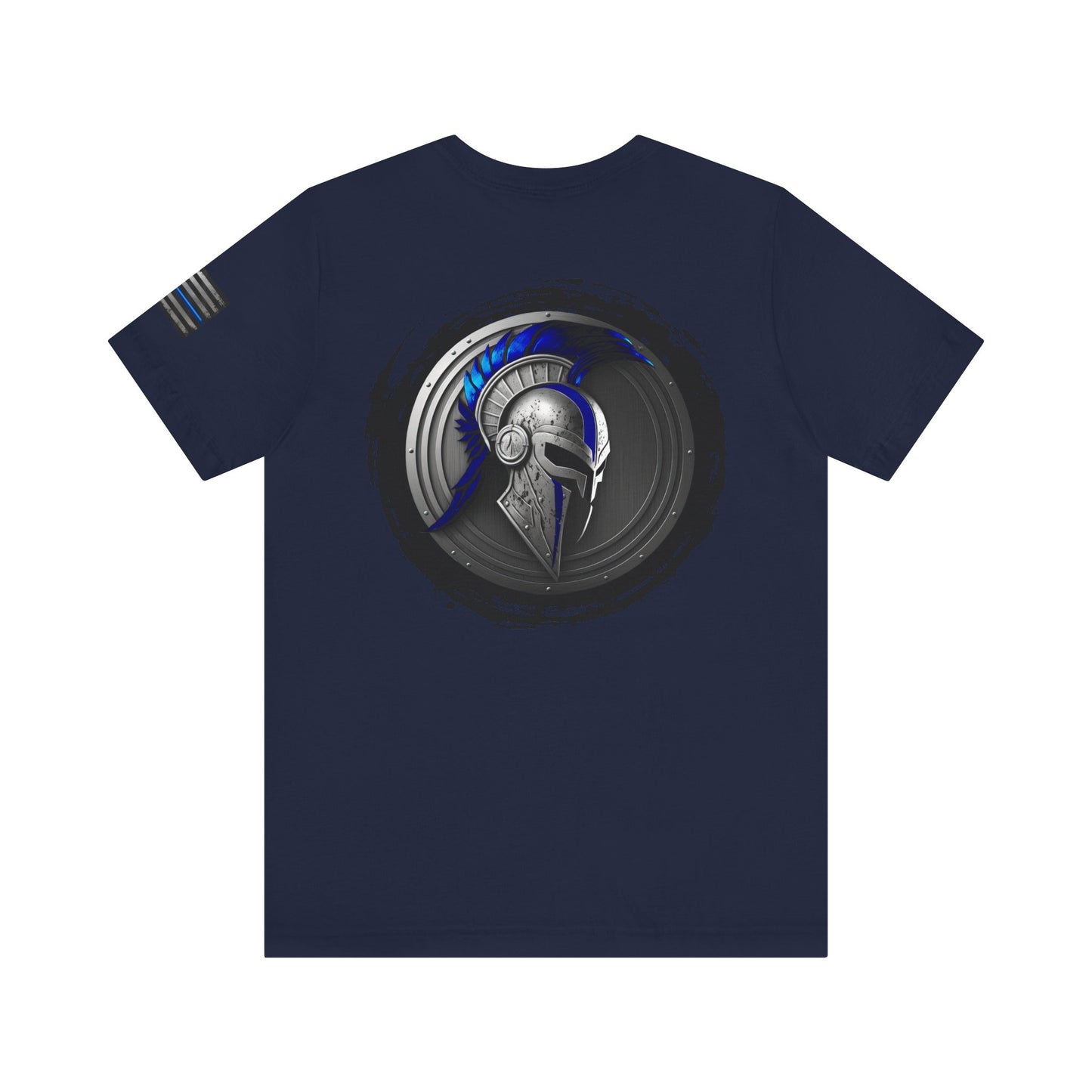 Grunge Spartan Thin Blue Line American Flag T-Shirt – Honor & Valor Police Tribute Tee