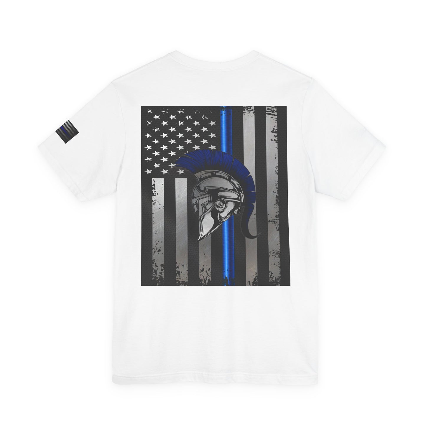 Spartan Thin Blue Line American Flag T-Shirt – Honor & Valor Police Tribute Tee