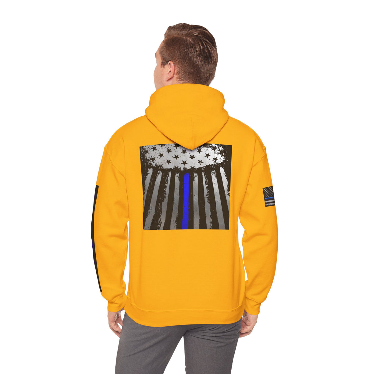 Spartan Thin Blue Line Flag Hoodie – Warrior Helmet Patriotic Sweatshirt for Police Supporters