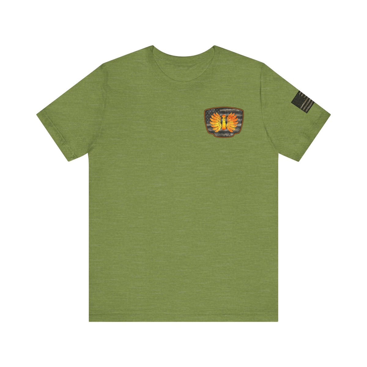 Duck Hunt Badge T-Shirt – Mossy Camo Print, Crossed Guns & Duck Skull Graphic