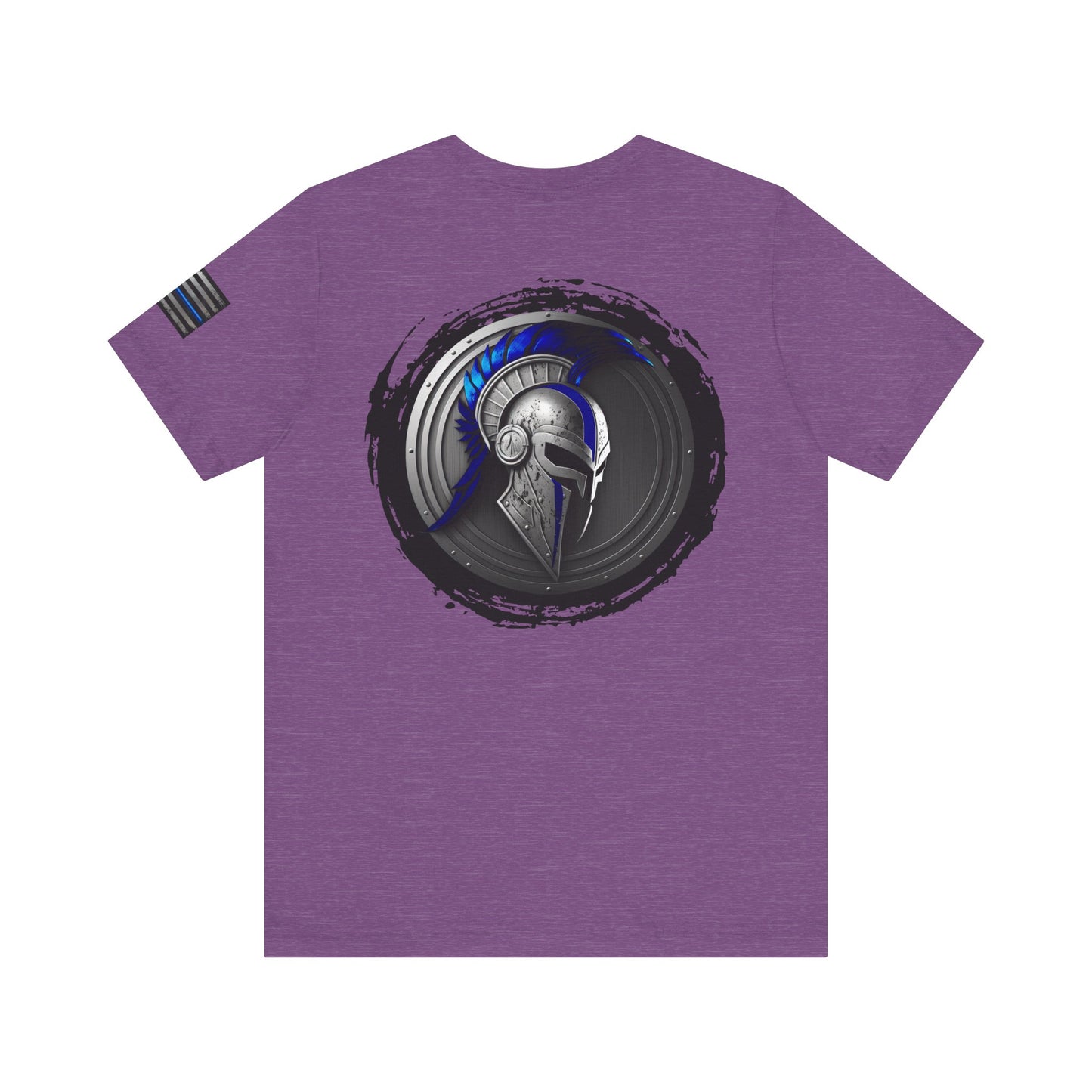 Grunge Spartan Thin Blue Line American Flag T-Shirt – Honor & Valor Police Tribute Tee