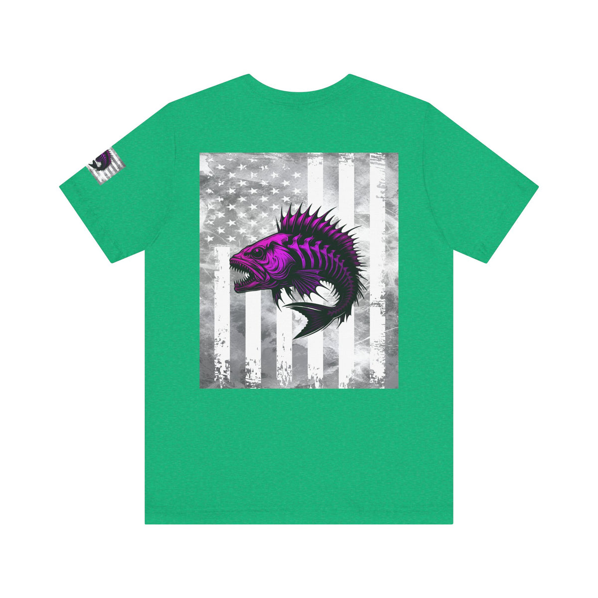 Fish Grunge American Flag Tee, Patriotic USA Shirt, Vintage American Flag