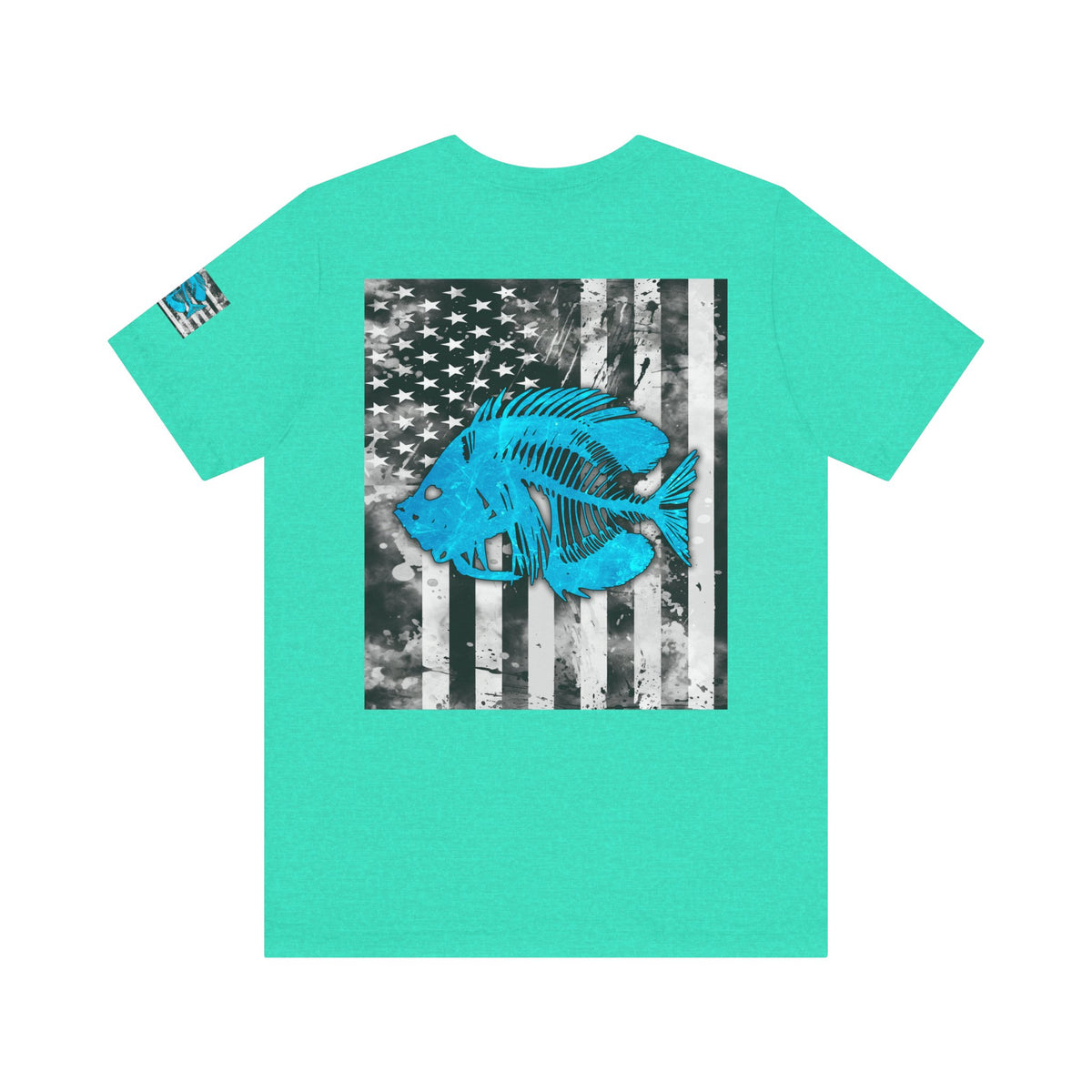 Blue Pearch Angler Grunge American Flag Tee, Patriotic USA Shirt, Vintage American Flag