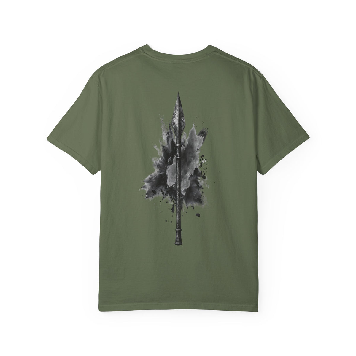 Spartan Warrior T-Shirt – Greek Helmet Circle Design Front & Spear Back | Warrior Graphic Tee