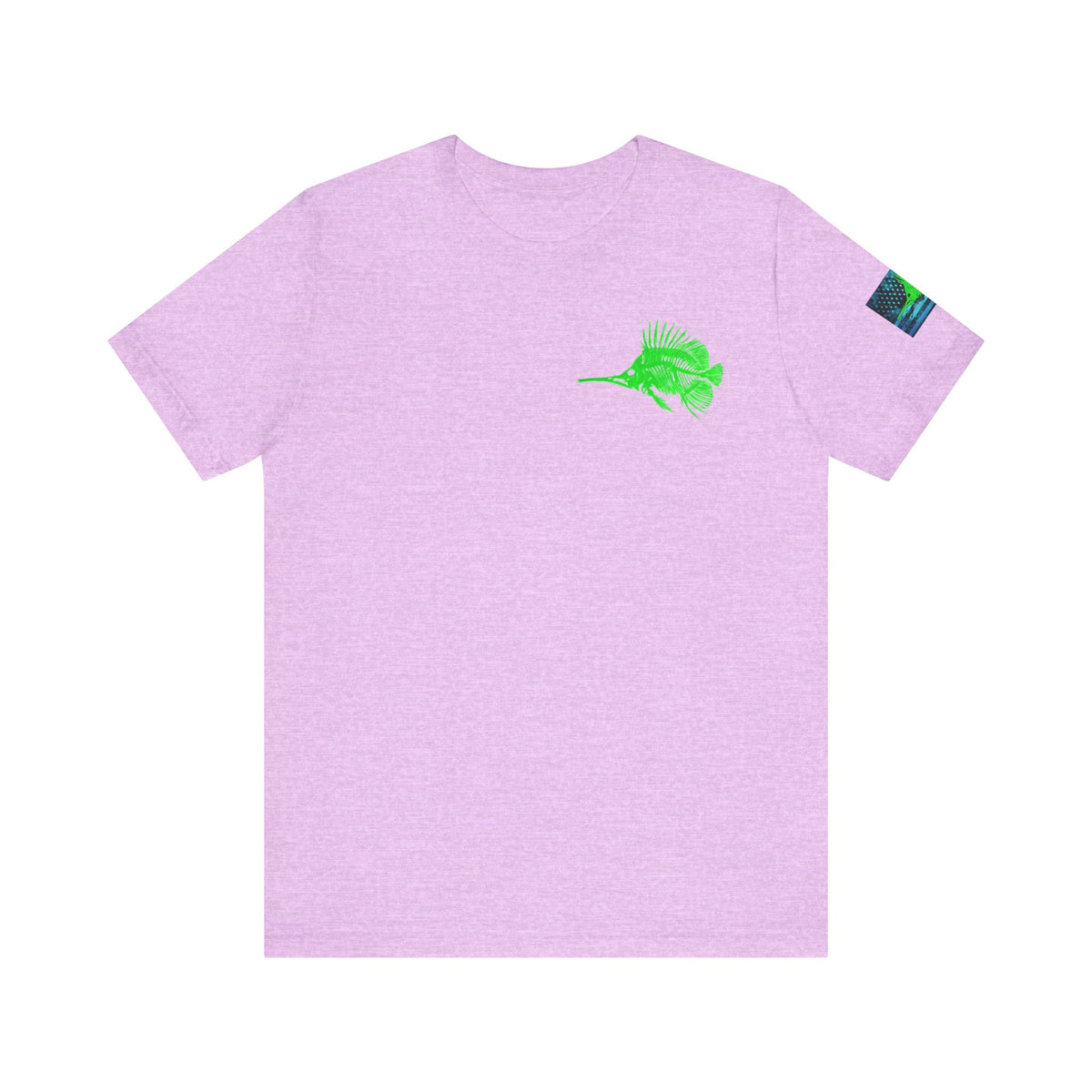 Green Fish Grunge American Flag Tee, Patriotic USA Shirt, Vintage American Flag